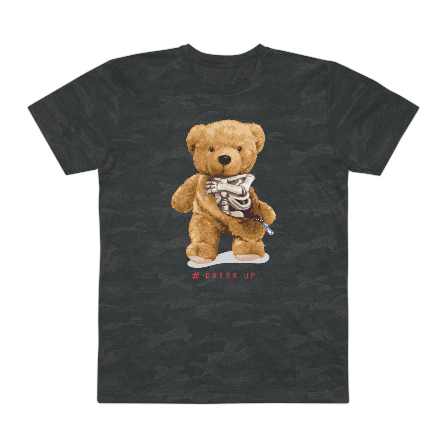Cute Teddy Bear Graphic Tee, Casual Everyday Wear, Gift for Men, Animal Lover T-Shirt, Birthday Present, Fun Fashion Top Storm Camo