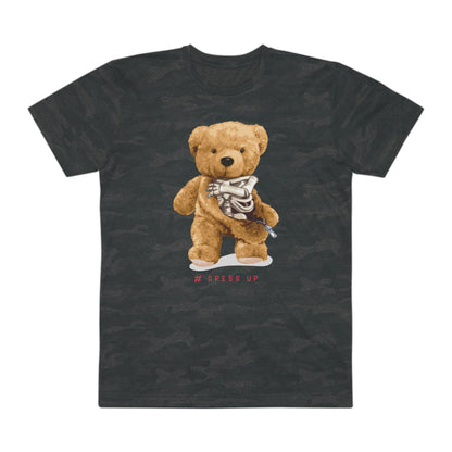 Cute Teddy Bear Graphic Tee, Casual Everyday Wear, Gift for Men, Animal Lover T-Shirt, Birthday Present, Fun Fashion Top Storm Camo
