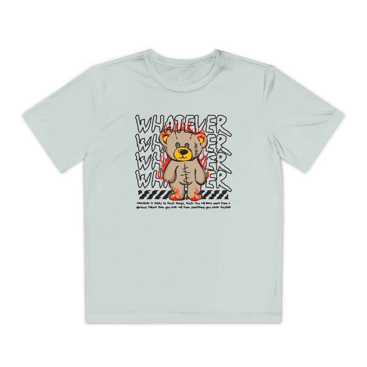 Bear Youth Graphic Tee, Motivational Tee for Kids, Fun Animal Print Shirt, Gift for Young Competitors, Casual Everyday Wear Silver