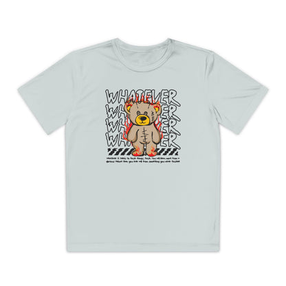 Bear Youth Graphic Tee, Motivational Tee for Kids, Fun Animal Print Shirt, Gift for Young Competitors, Casual Everyday Wear Silver