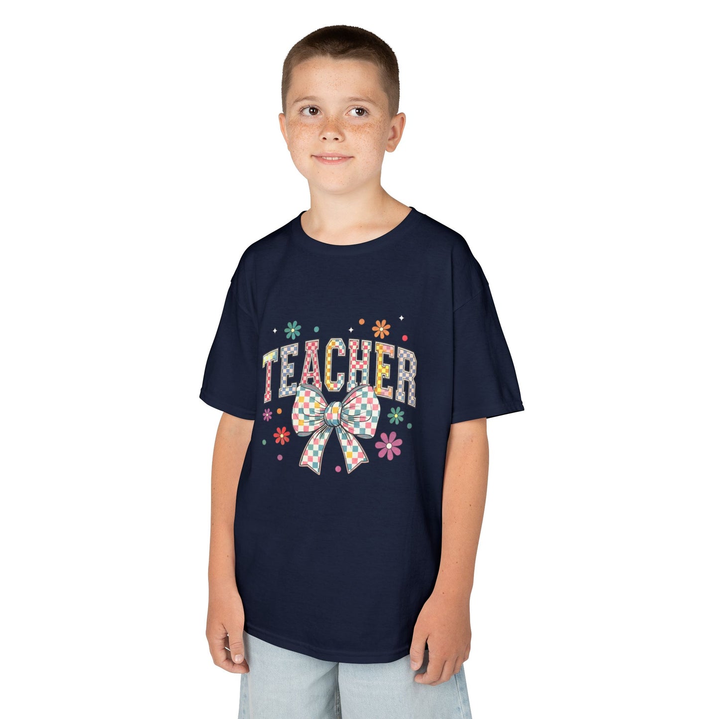 Teacher Kids Tee with Colorful Bow Design, Perfect for Back to School, Teacher Appreciation, Birthday Gift, Fun Classroom Wear