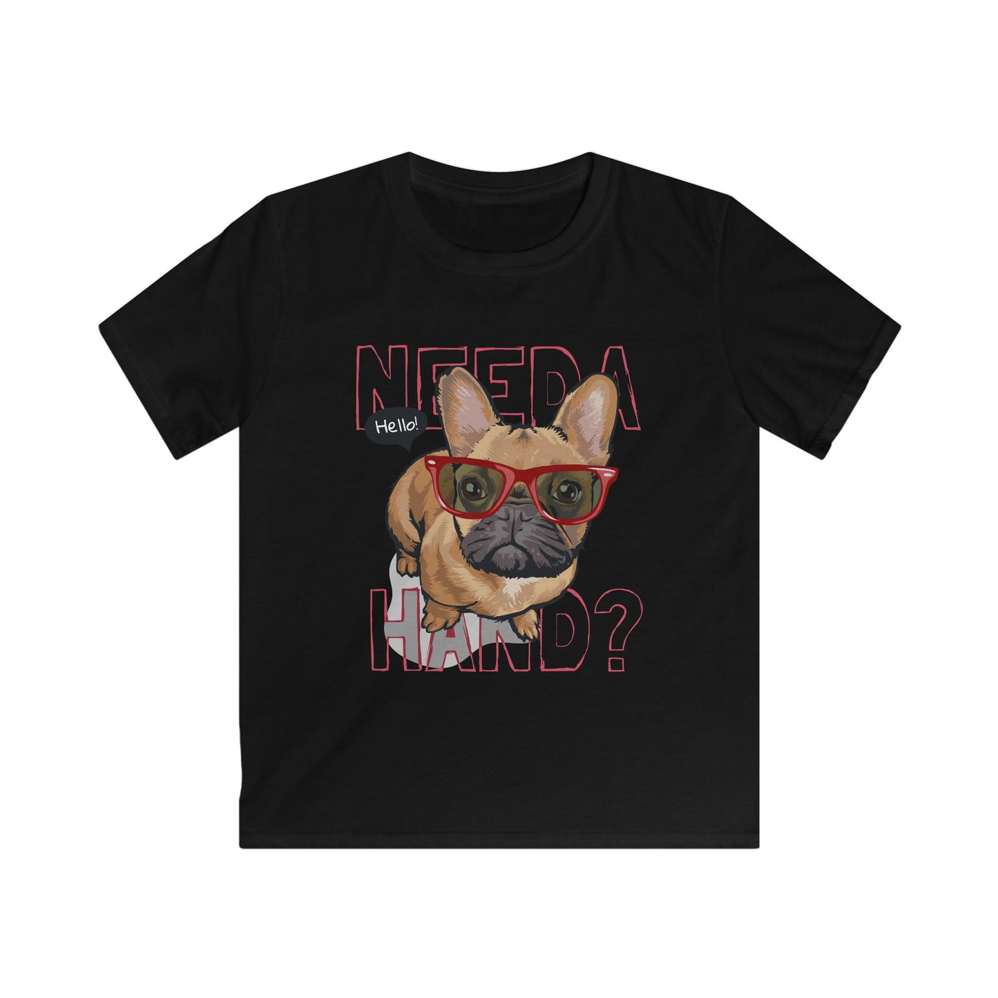 Kids French Bulldog Tee, Cute Dog Graphic Shirt, Fun Gift for Kids, Birthday Party Dress, Pet Lover Apparel Black