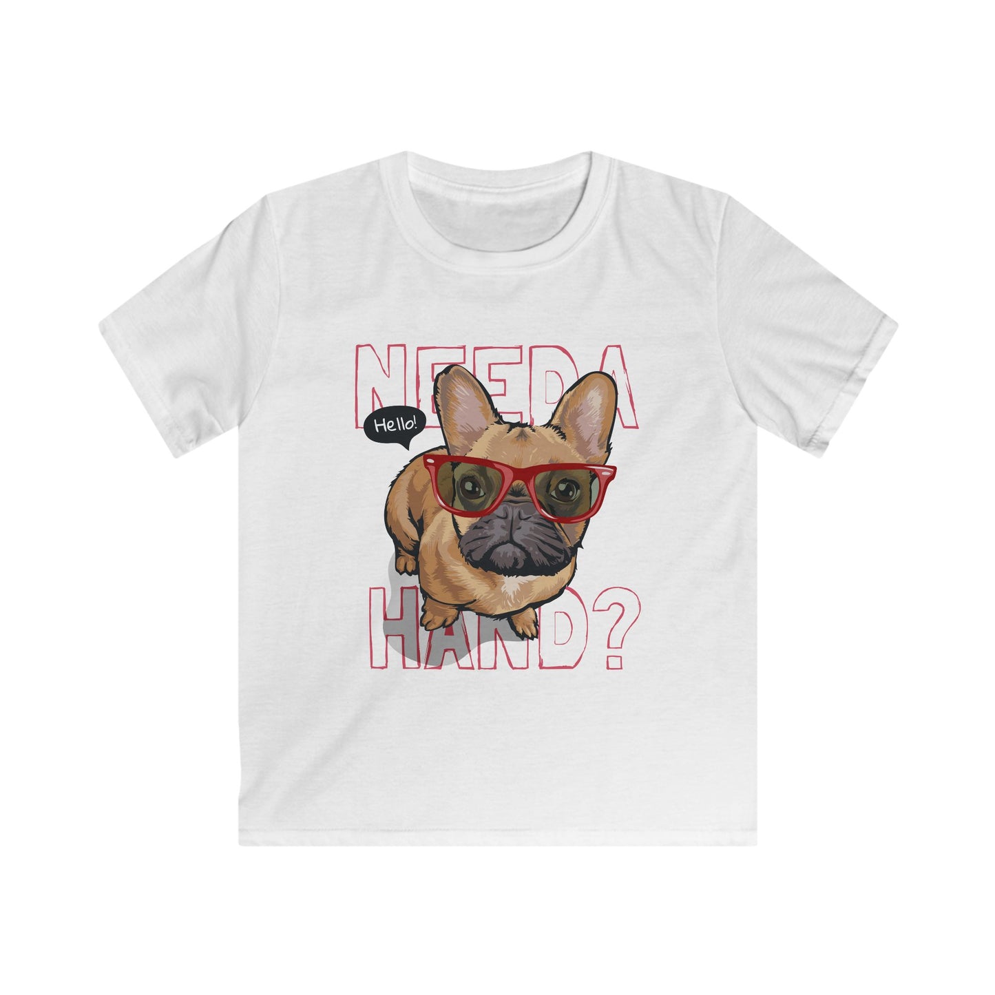Kids French Bulldog Tee, Cute Dog Graphic Shirt, Fun Gift for Kids, Birthday Party Dress, Pet Lover Apparel White
