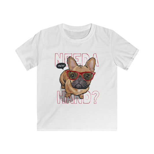 Kids French Bulldog Tee, Cute Dog Graphic Shirt, Fun Gift for Kids, Birthday Party Dress, Pet Lover Apparel White