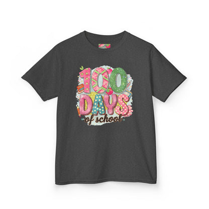 Kids 100 Days of School Tee, Fun t-shirt for kids, Milestone celebration shirt, Perfect for school events, Unique kids' apparel Dark Heather