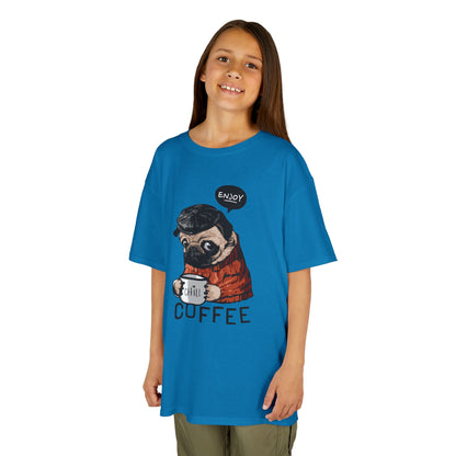 Coffee Lover Kids Tee, Cute Animal T-Shirt, Perfect Gift for Birthdays & Holidays, Funny Dog Design, Comfortable Everyday Wear