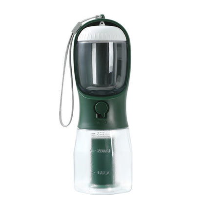 Dog Water Cup Drinking Food Garbage Bag Three-in-one Portable Small Multi-functional Pet Cups Pets Supplies 300ml Garbage Bag Dark Green