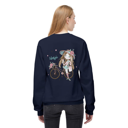 Chic Fleece Sweatshirt with Whimsical Bicycle Design - Perfect for Cozy Days, Gift for Cyclists, Cute Outfit for Spring, Birthday