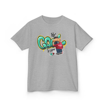 Cool Kids Heavy Cotton Tee, Fun T-Shirt for Children, Street Art Style Tee, Playful Graphic Shirt, Perfect for Birthdays and Everyday Wear Sport Grey