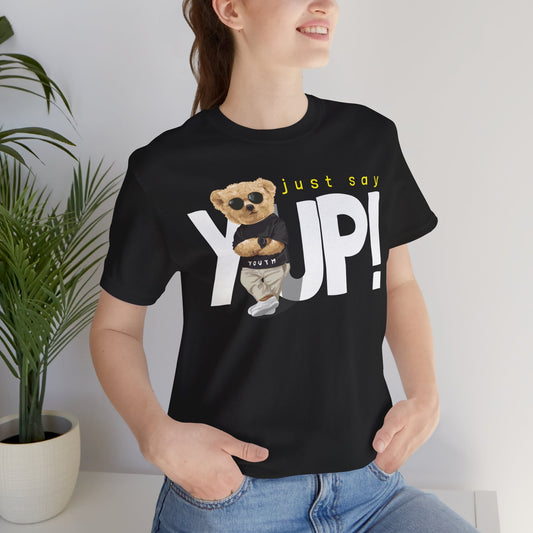 Trendy Bear Graphic Tee, CasualWear, Summer Style, Gift for Friends, Streetwear, Everyday Outfits Black