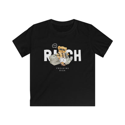 Rich Kids Graphic Tee, Fun Kids T-Shirt, Trendy Youth Shirt, Gift for Kids, Money-Themed Apparel Black