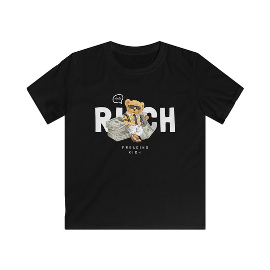 Rich Kids Graphic Tee, Fun Kids T-Shirt, Trendy Youth Shirt, Gift for Kids, Money-Themed Apparel Black