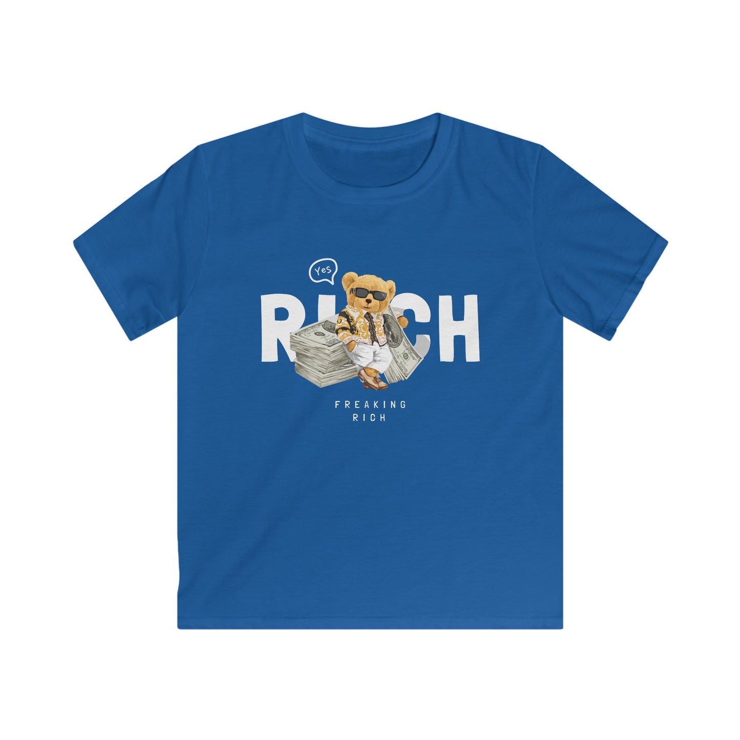 Rich Kids Graphic Tee, Fun Kids T-Shirt, Trendy Youth Shirt, Gift for Kids, Money-Themed Apparel Royal