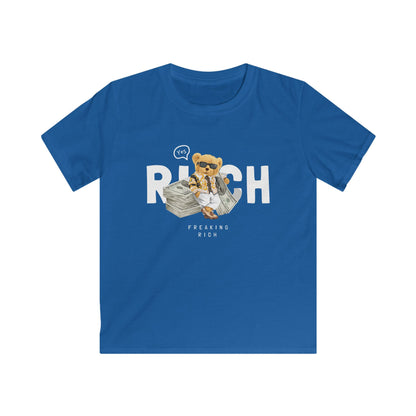 Rich Kids Graphic Tee, Fun Kids T-Shirt, Trendy Youth Shirt, Gift for Kids, Money-Themed Apparel Royal