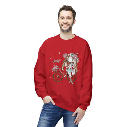 Chic Fleece Sweatshirt with Whimsical Bicycle Design - Perfect for Cozy Days, Gift for Cyclists, Cute Outfit for Spring, Birthday