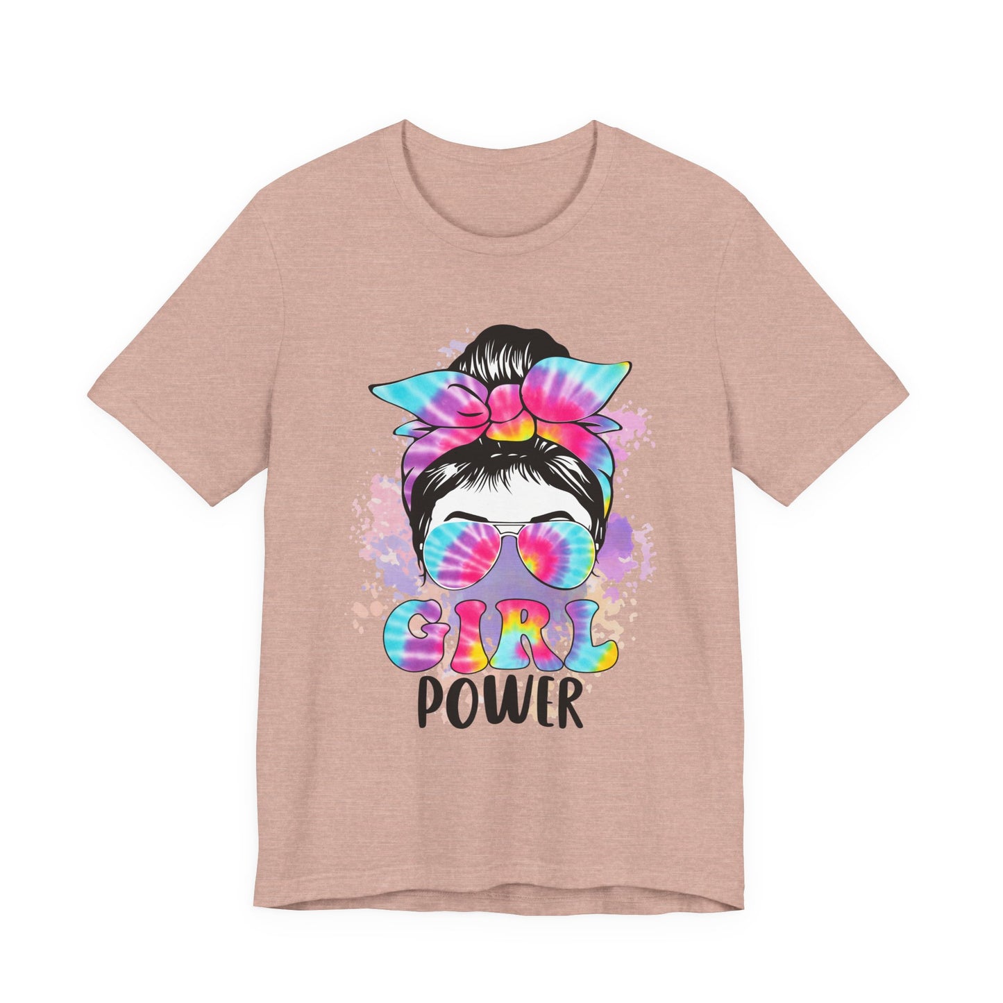 Empowering Girl Power Tee, Unisex T-Shirt for Girls, Feminist Apparel, Gift for Her, Cute Summer Top, Casual Statement Shirt Heather Prism Peach