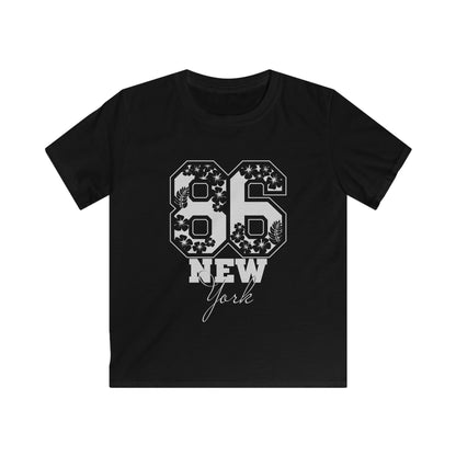 Stylish Kids Graphic Tee with NY 86 Design, Perfect for Birthdays, Playdates, School Events, Urban Fashion, Trendy Casual Wear Black