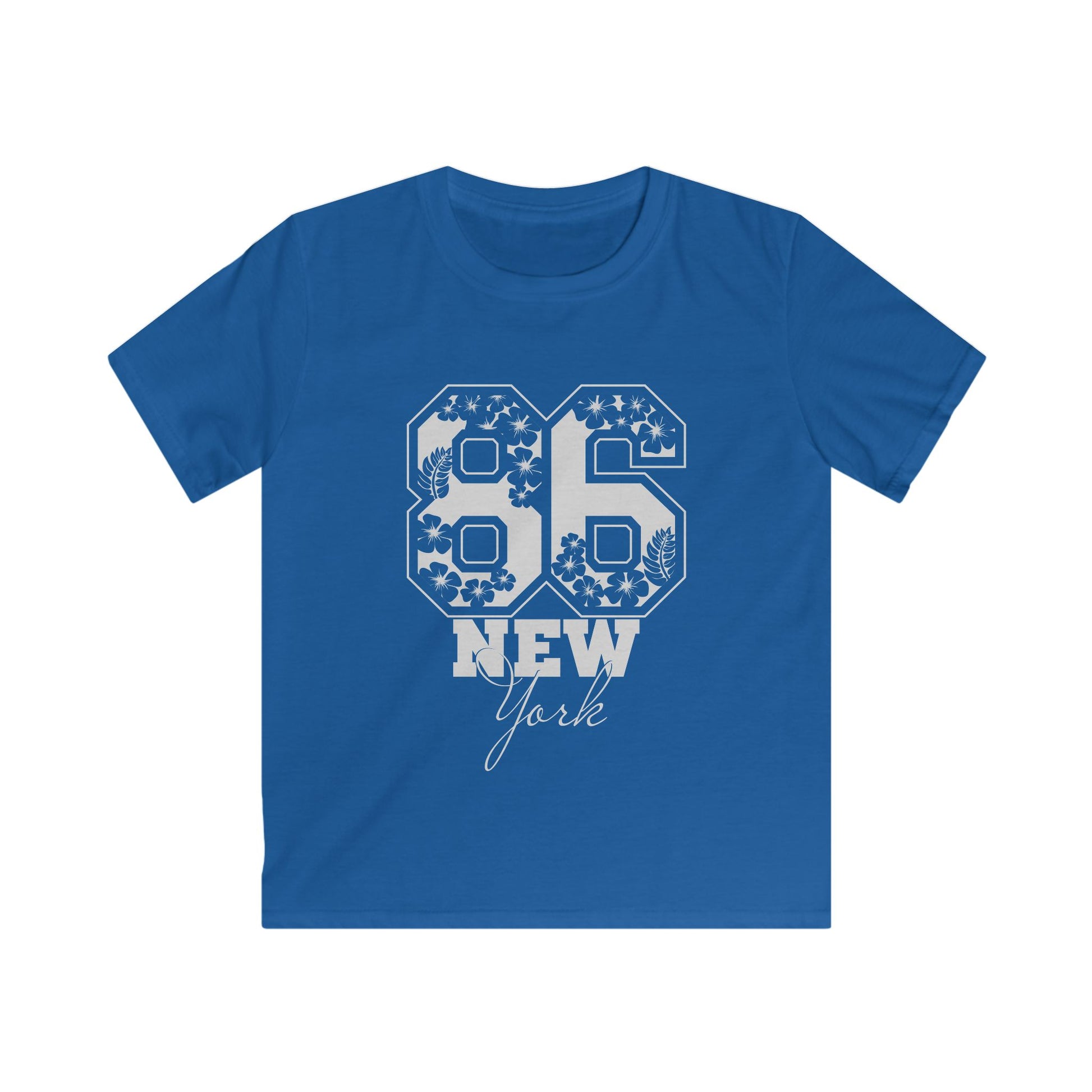 Stylish Kids Graphic Tee with NY 86 Design, Perfect for Birthdays, Playdates, School Events, Urban Fashion, Trendy Casual Wear Royal