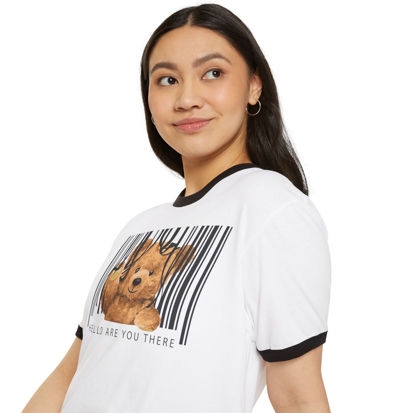 Whimsical Teddy Bear Ringer T-Shirt - Cute Gift for Kids, Funny Tee, Casual Wear, Birthday Present, Humor Apparel