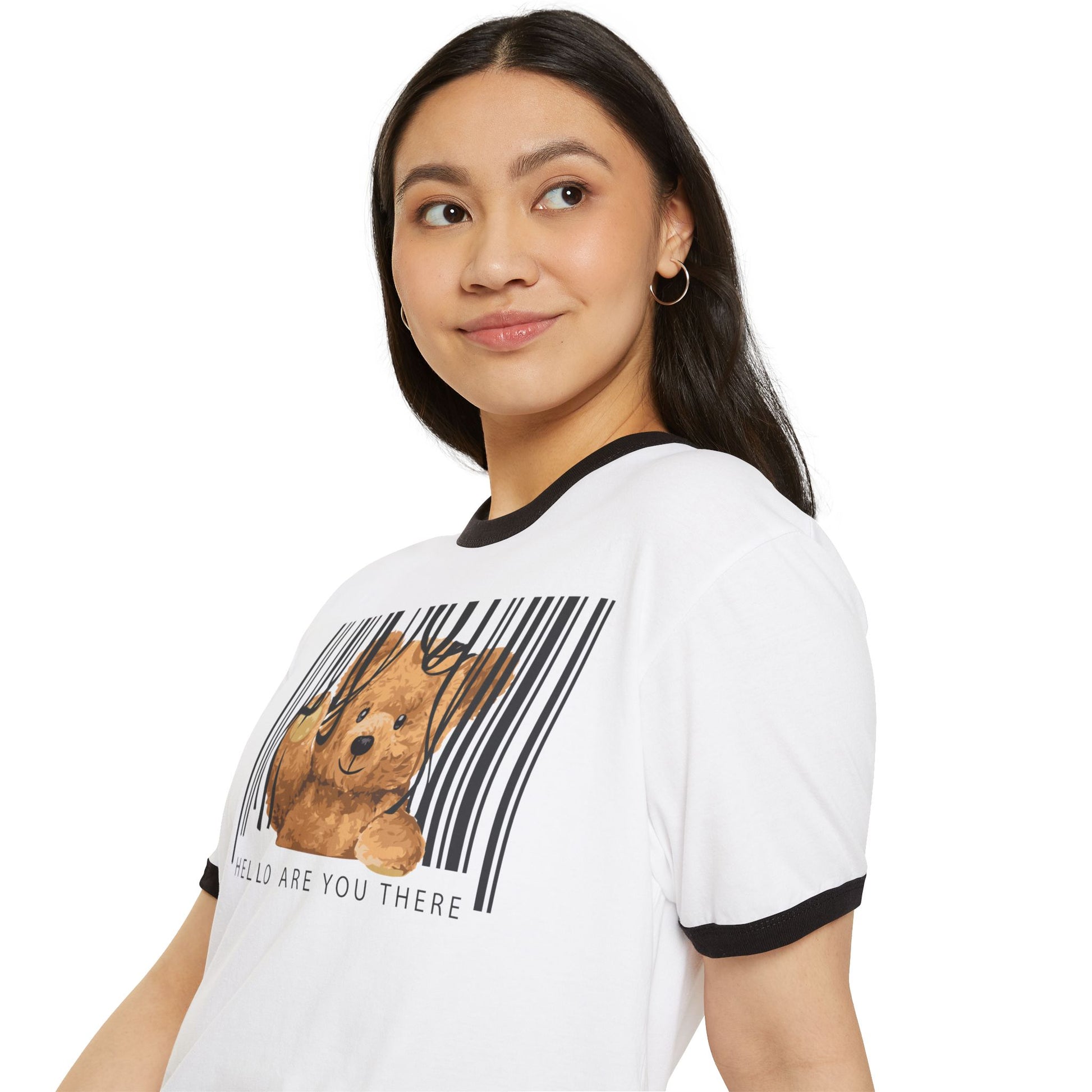 Whimsical Teddy Bear Ringer T-Shirt - Cute Gift for Kids, Funny Tee, Casual Wear, Birthday Present, Humor Apparel