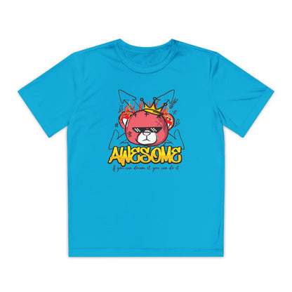 Awesome Youth Competitor Tee - Bear Fun Sports Shirt, Great for Birthdays, Competitions, Summer Camps, and Everyday Adventures Atomic Blue