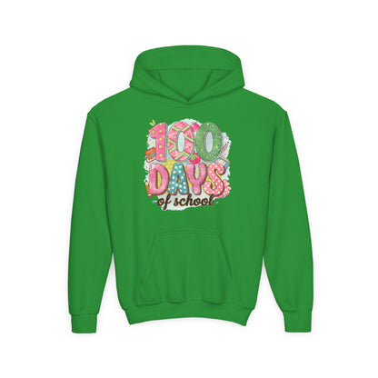 Youth 100 Days of School Hoodie, Fun School Spirit Wear, Kids Sweatshirt for Celebrations, Great for Classroom Parties, Cute Gift Idea Irish Green