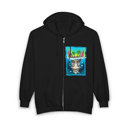 Funny Donkey Island Head Hoodie | Soft & Comfy Tropical Zip-Up