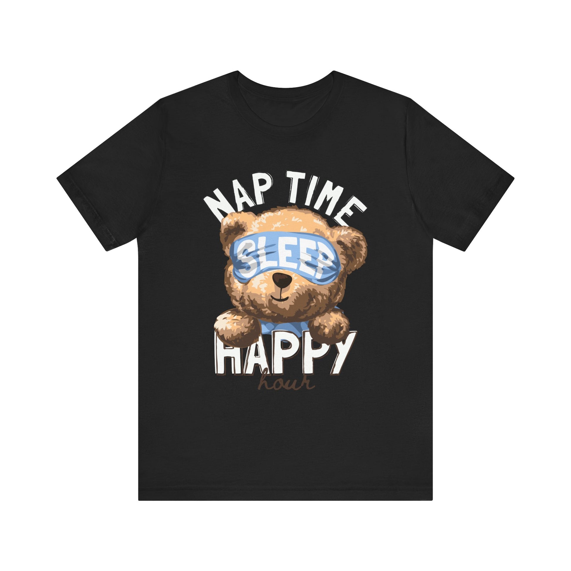 Nap Time Happy Hour Tee, Cute Bear Tee, Unisex Casual Shirt, Gift for Nappers, Relaxation Apparel, Fun Sleepwear