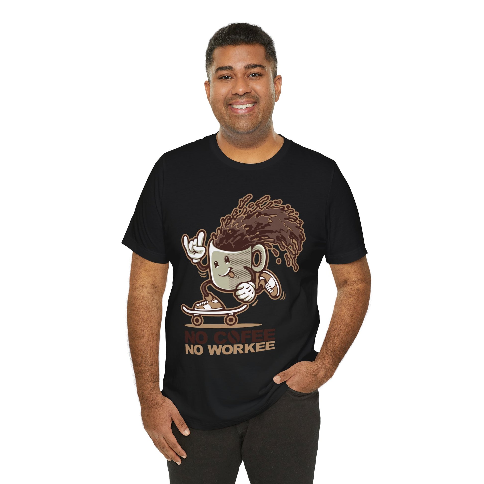 Coffee Lover Skate Tee, Funny Graphic T-Shirt, Gift for Coffee Addicts, Unisex Short Sleeve, Perfect for Casual Wear