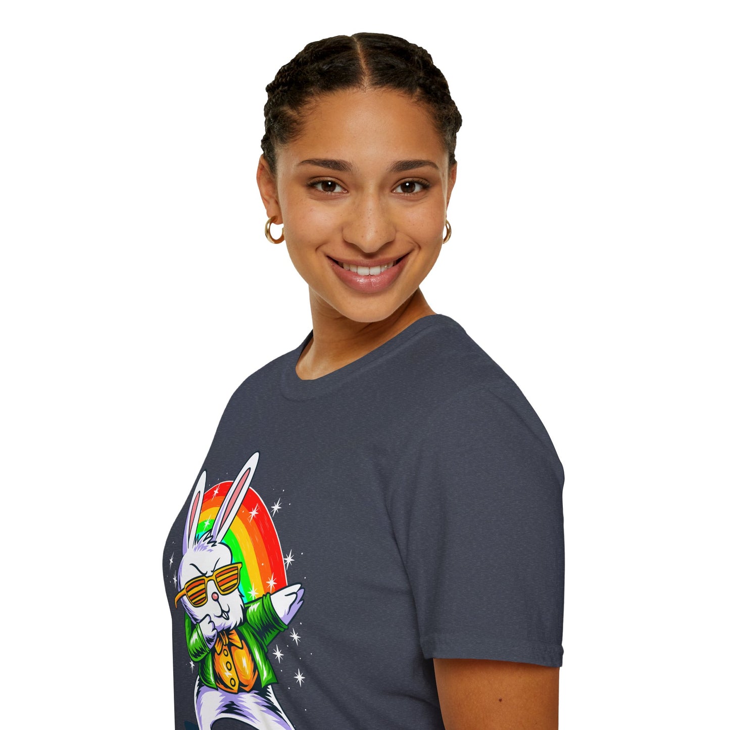 Rainbow Rabbit Cool Vibes Unisex T-Shirt, Fun Gift for Animal Lovers, Perfect for Parties, Birthdays, and Everyday Wear