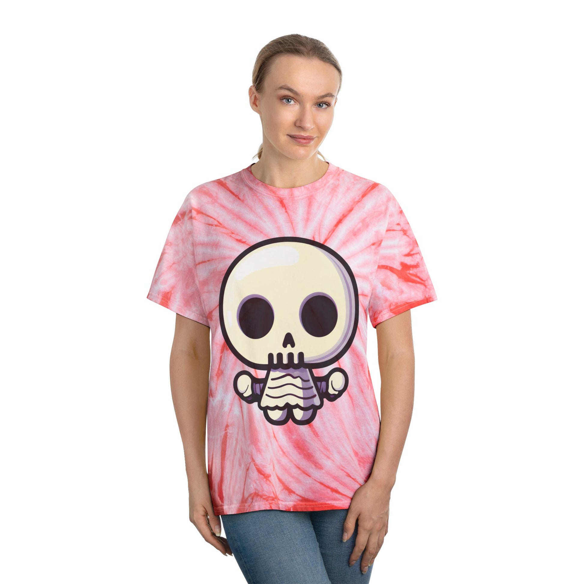 Cute Skeleton Tie-Dye Tee, Casual T-Shirt, Summer Wear, Festival Shirt, Gift for Kids, Unique Graphic Tee - Cozy Kawaii LLC