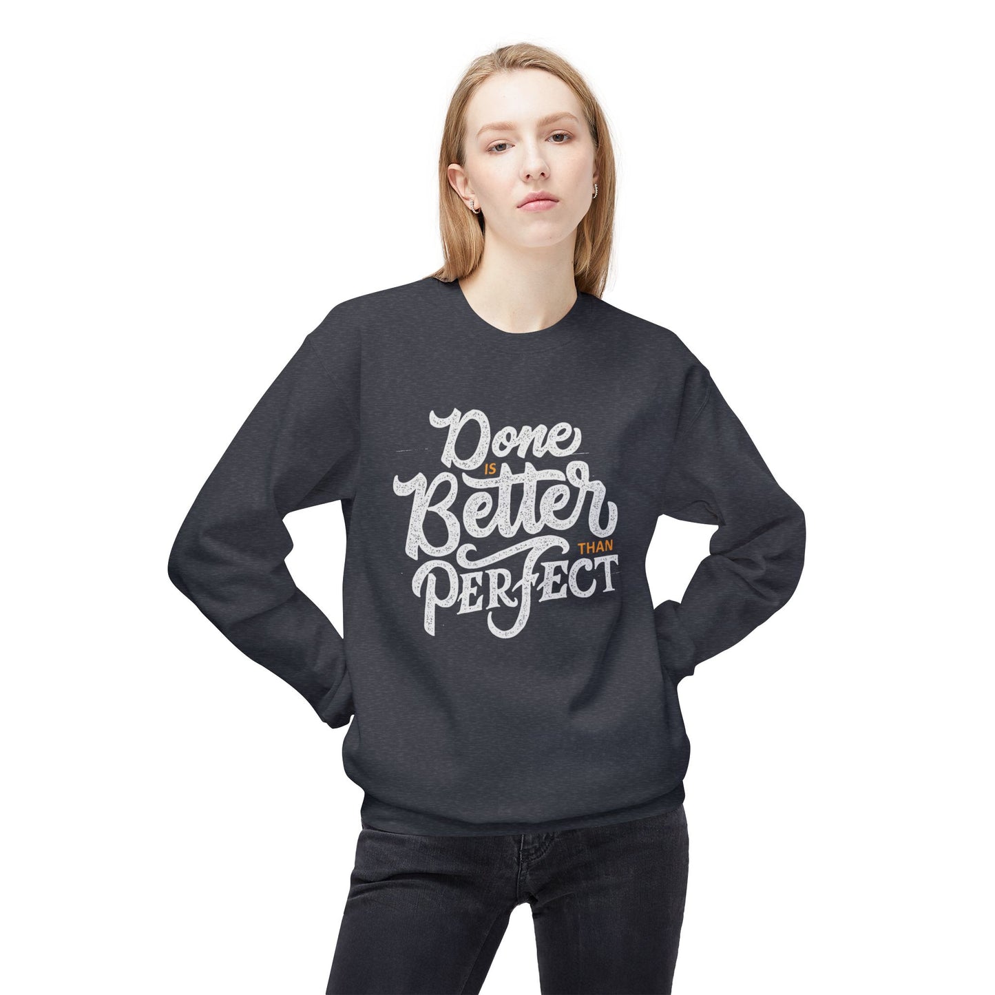 Motivational Fleece Sweatshirt: Cozy Crewneck, Perfect for Self-Care Days, Gift for Friends, Inspirational Quotes, Peer Encouragement