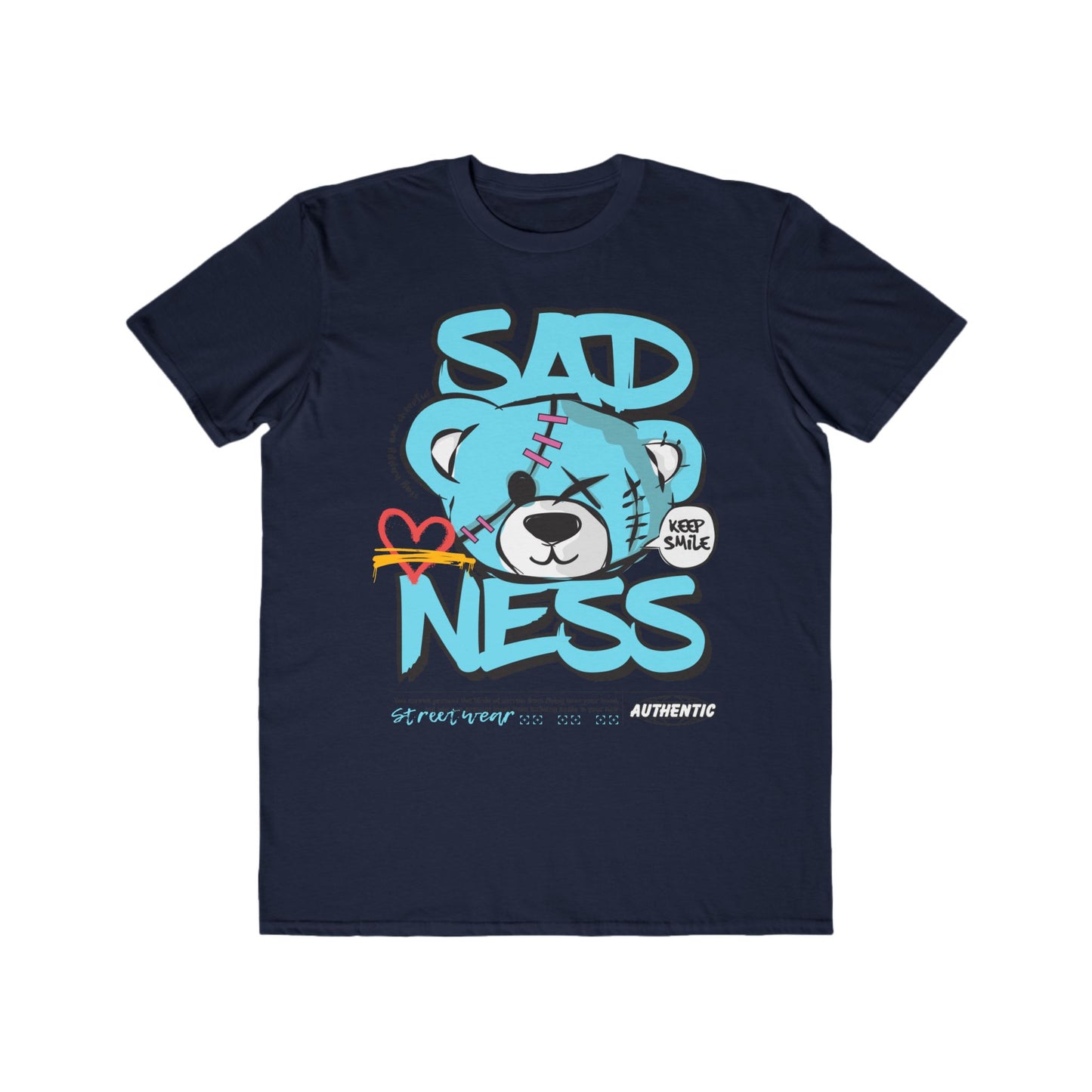Sadness Bear Urban Wear For Men, Casual Wear, Unisex Fashion T-Shirt, Streetwear, Gift for Men, Trendy Everyday Shirt Navy