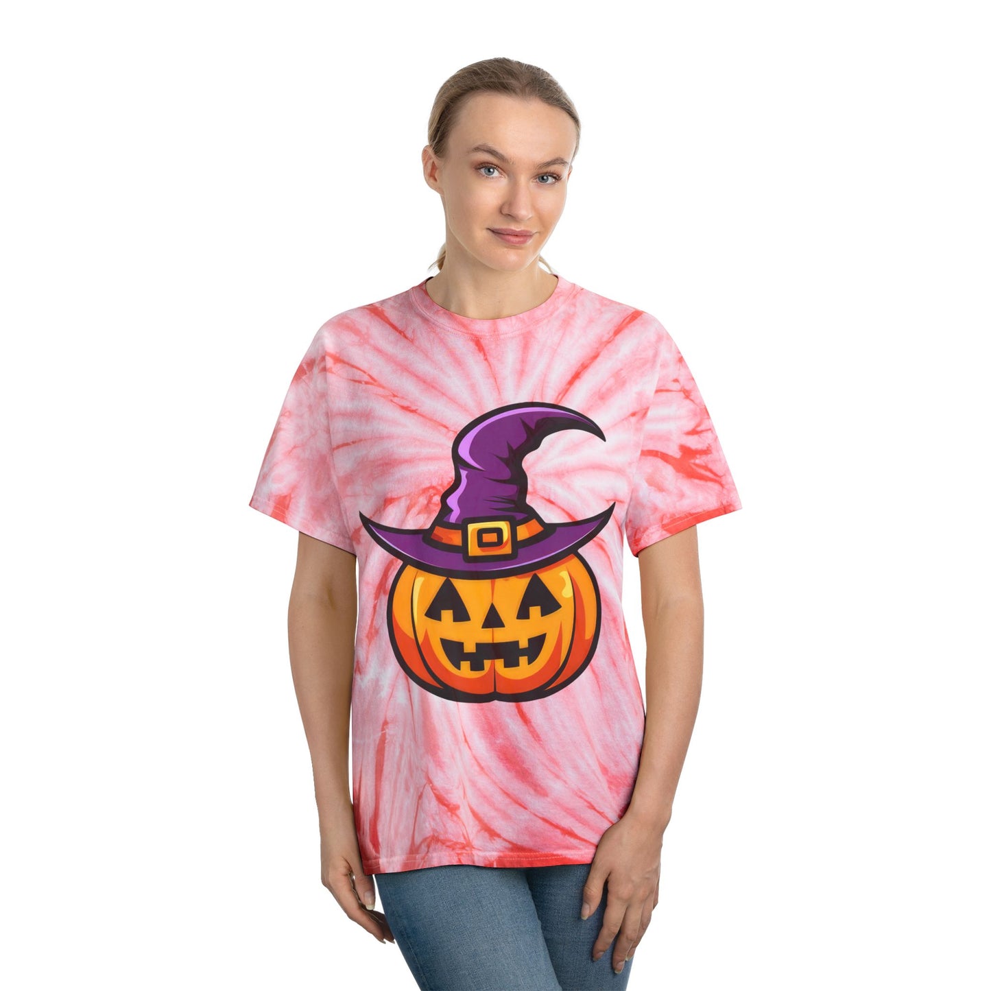 Whimsical Tie-Dye Tee, Bright Pumpkin Shirt, Halloween Apparel, Festive Clothing, Party Outfit, Gift for Fall Celebrations - Cozy Kawaii LLC