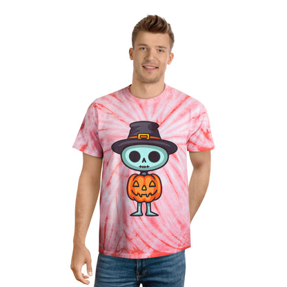 Halloween Tie-Dye Tee with Skeleton Design, Vintage Tie-Dye T-Shirt, Fun Fall Apparel, Spooky Season Outfit, Halloween Party Shirt - Cozy Kawaii LLC