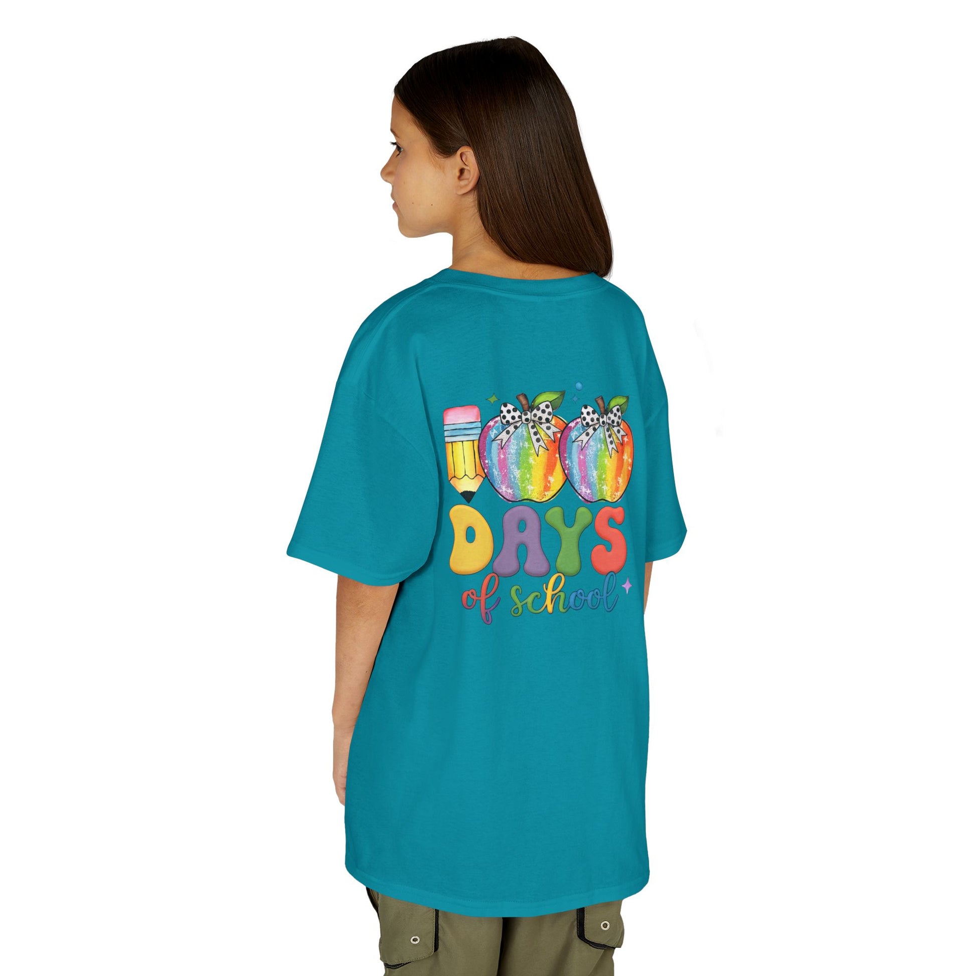 Colorful 100 Days of School Kids Tee, Fun T-Shirt, Back to School, Teacher Gift, Rainbow Design, Kid's Clothing