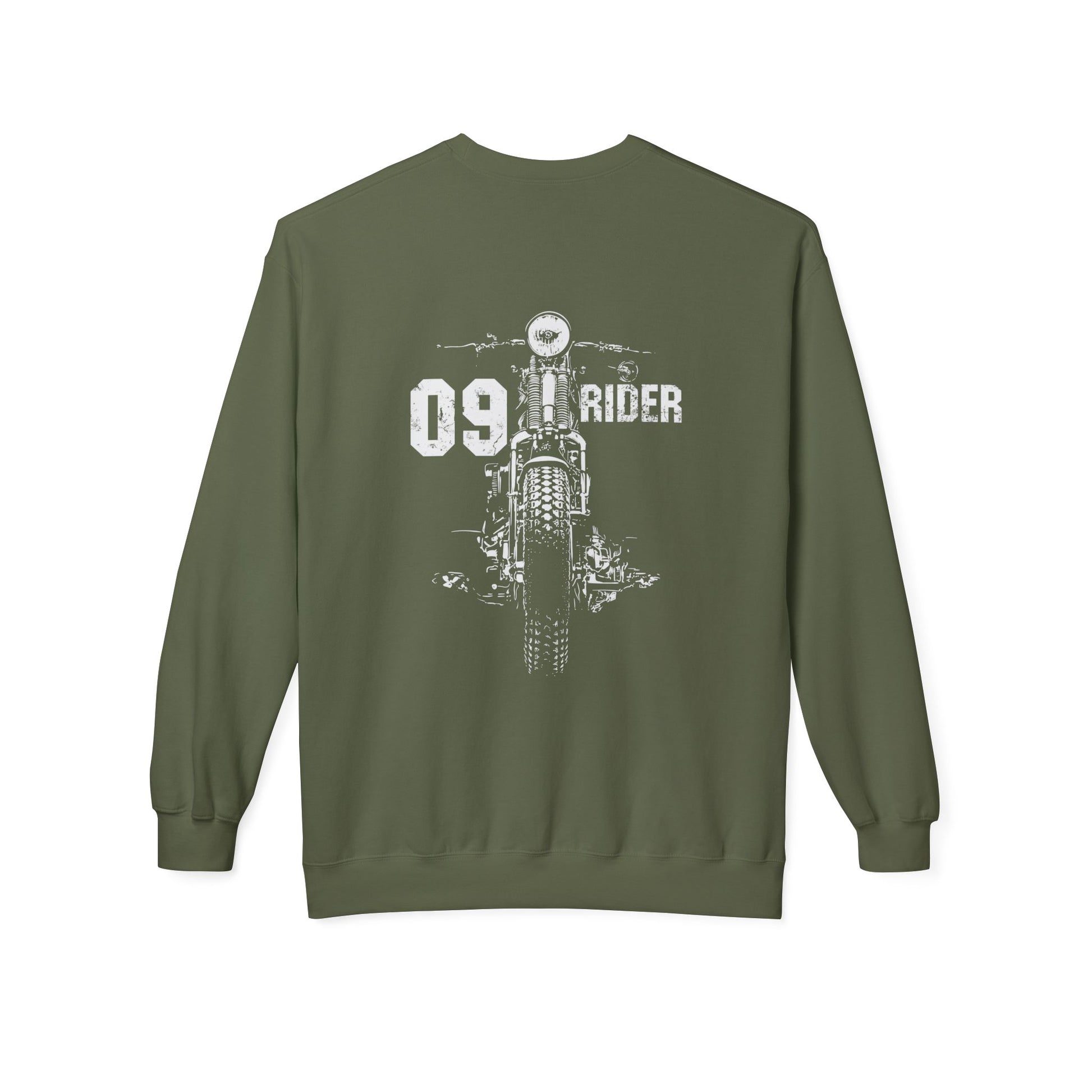 Retro Unisex Fleece Crew Sweatshirt - 09 Rider Design, Cozy Apparel, Gift for Bikers, Streetwear, Festival Wear, Everyday Comfort