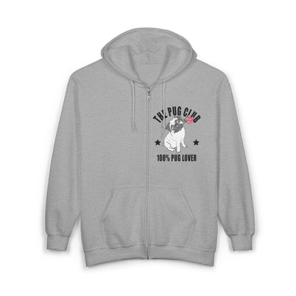 Unisex Pug Lover Zip Hoodie - Cozy Pet Owner Gift, Dog Lover Apparel, Birthday Gift, Cute Sweatshirt, Pug Club Merchandise