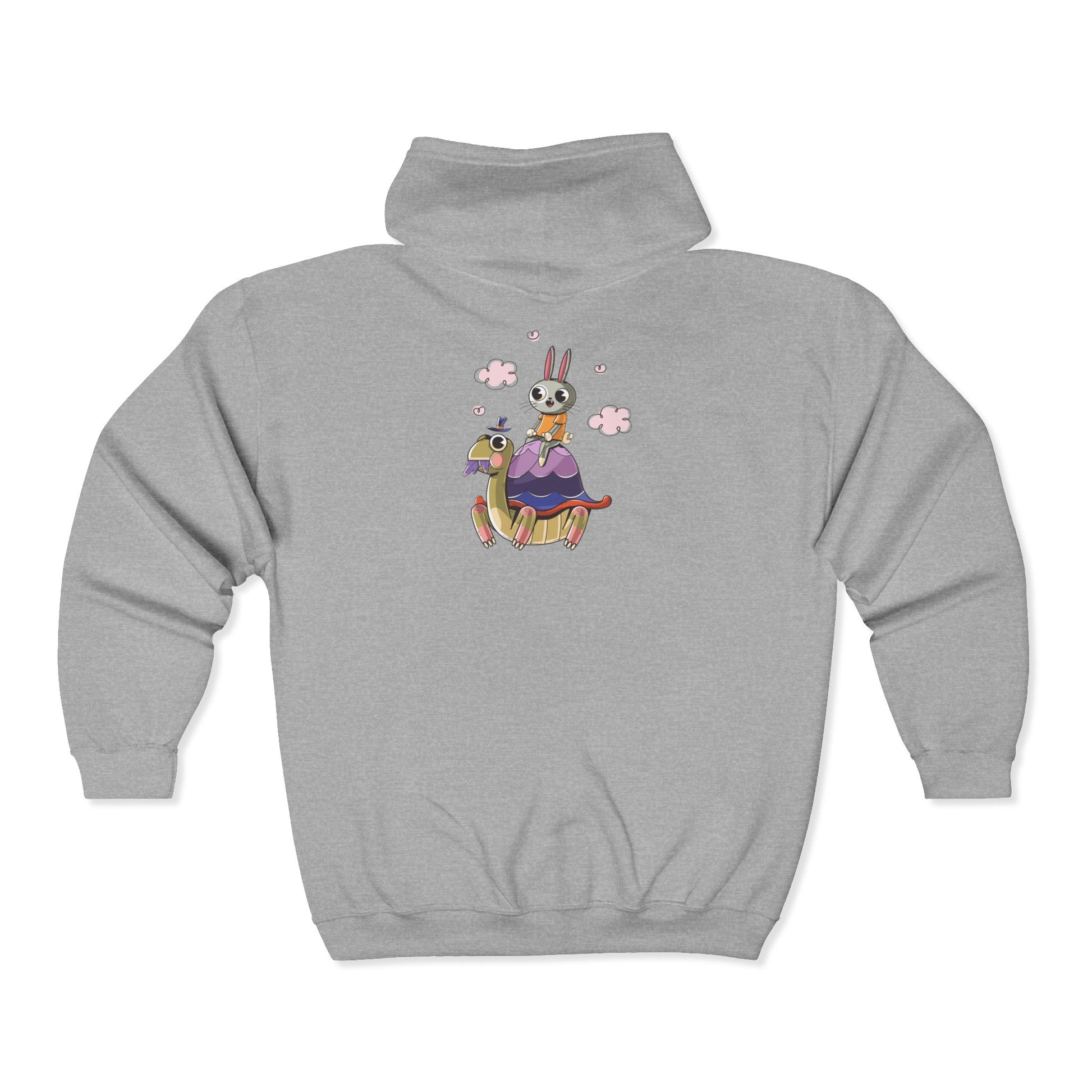 Whimsical Rabbit and Turtle Zip-Up Hoodie