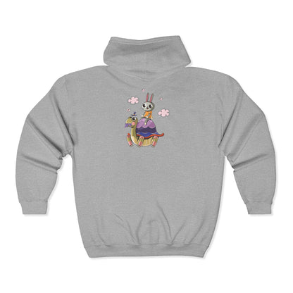 Whimsical Rabbit and Turtle Zip-Up Hoodie