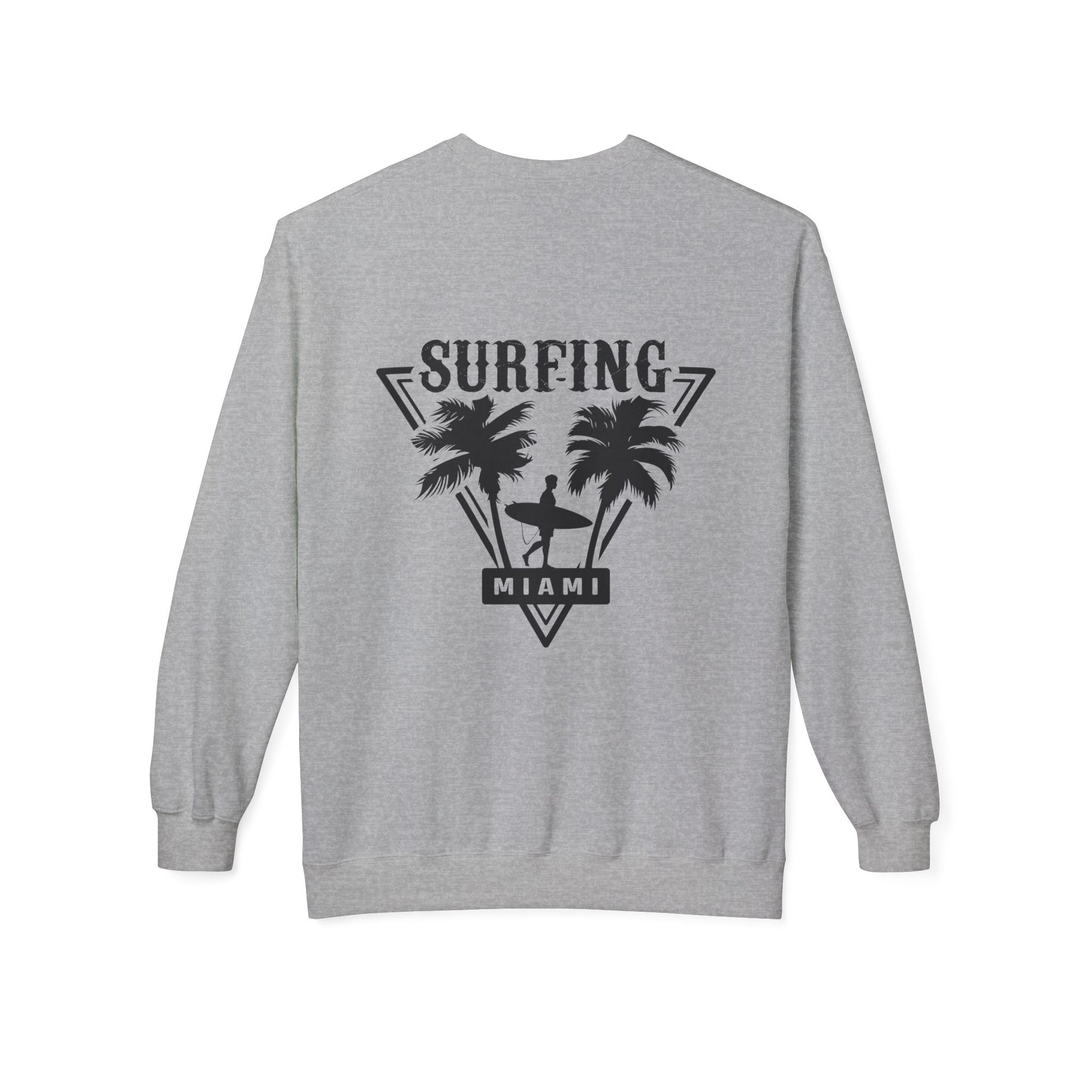 Miami Surfing Sweatshirt, Unisex Sweatshirt, Beach Lover Gift, Casual Layering Piece, Summer Vibes Apparel, Surfing Lifestyle Clothing