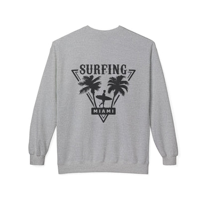 Miami Surfing Sweatshirt, Unisex Sweatshirt, Beach Lover Gift, Casual Layering Piece, Summer Vibes Apparel, Surfing Lifestyle Clothing