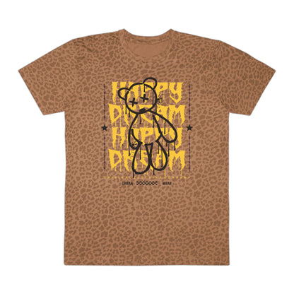 Men's Graphic Tee with Happy Dream Bear Design | Casual Wear, Street Style, Gift for Him, Birthday Present, Trendy Fashion Brown Leopard