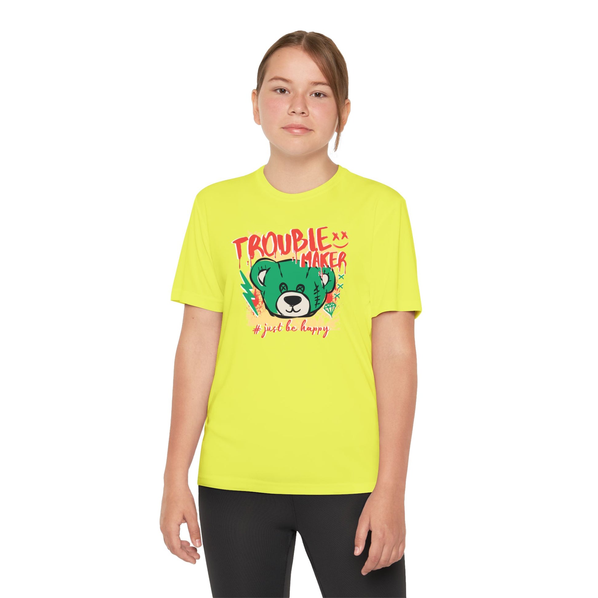 Troublemaker Youth Tee - Just Be Happy, Fun Kids Shirt, Casual Wear, Playful Gift, Summer Outfit