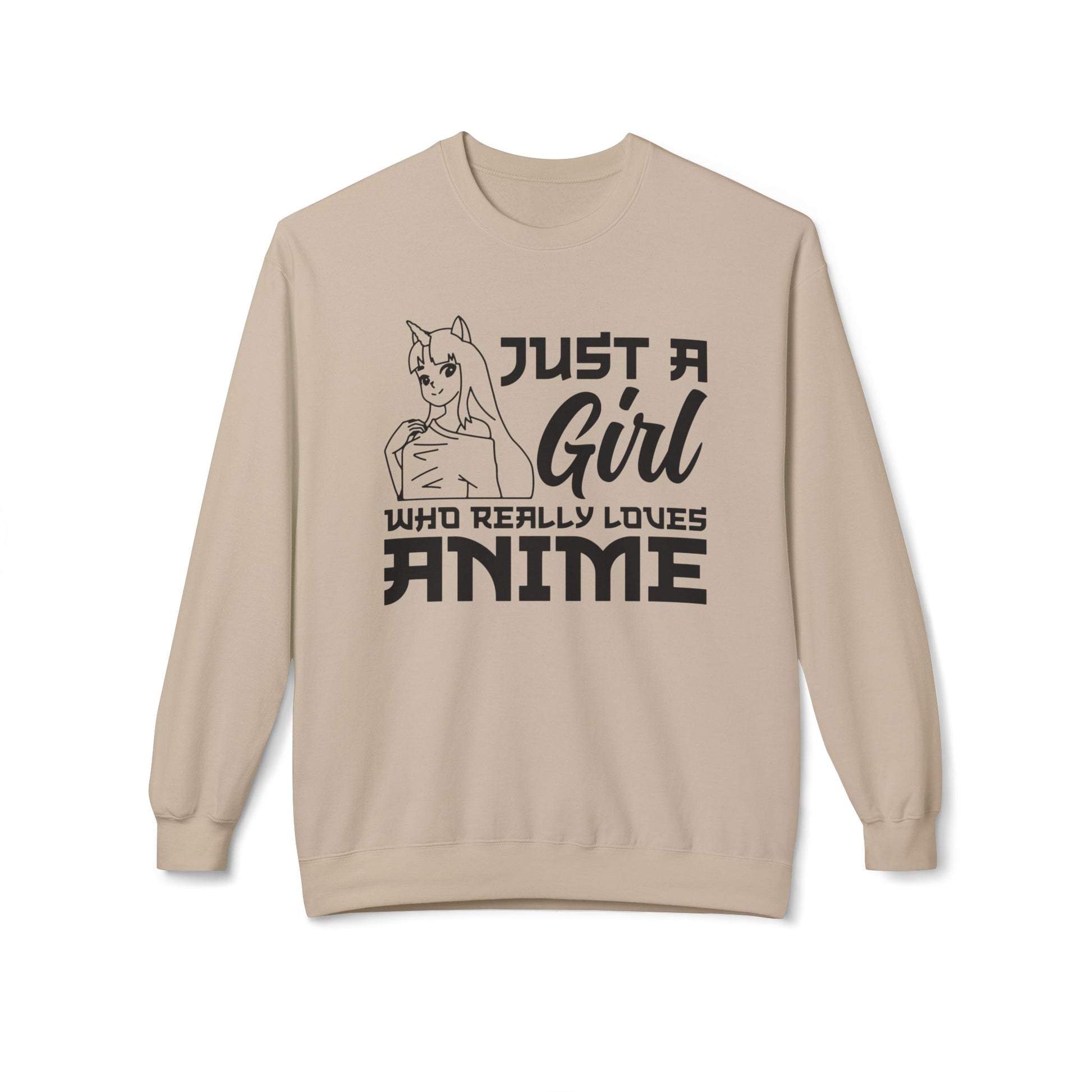Anime Lover Crewneck Sweatshirt - Just a Girl Who Really Loves Anime, Unisex Casual Apparel, Anime Gift, Cozy Fashion, Fleece Sweater
