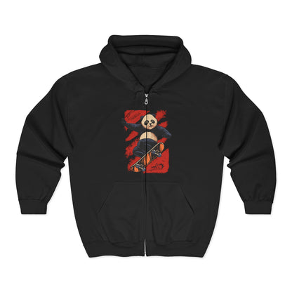 Panda Full Zip Hoodie - Soft and Comfy Unisex Sweatshirt with Reduced Pilling - Embroidery Option Available Black