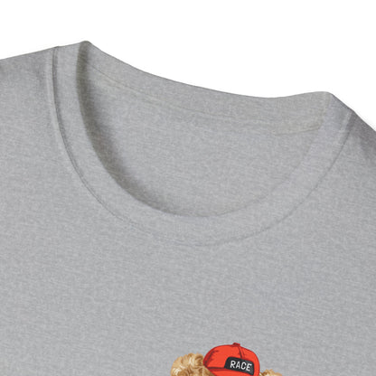 Racing Bear Unisex T-Shirt, Cute Animal Apparel, Car Lovers Gift, Fun Racing Shirt, Gift for Him/Her