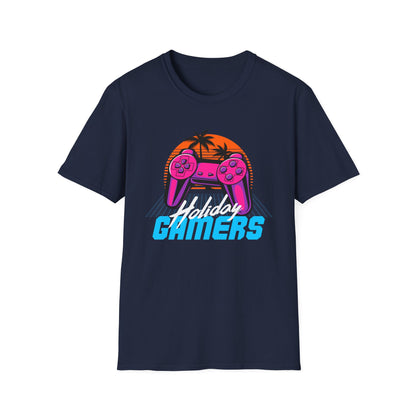 Retro Gamer T-Shirt, Gaming Gift, Unisex Softstyle Tee, Video Game Shirt, Holiday Gamers Apparel, Fun Casual Wear Navy