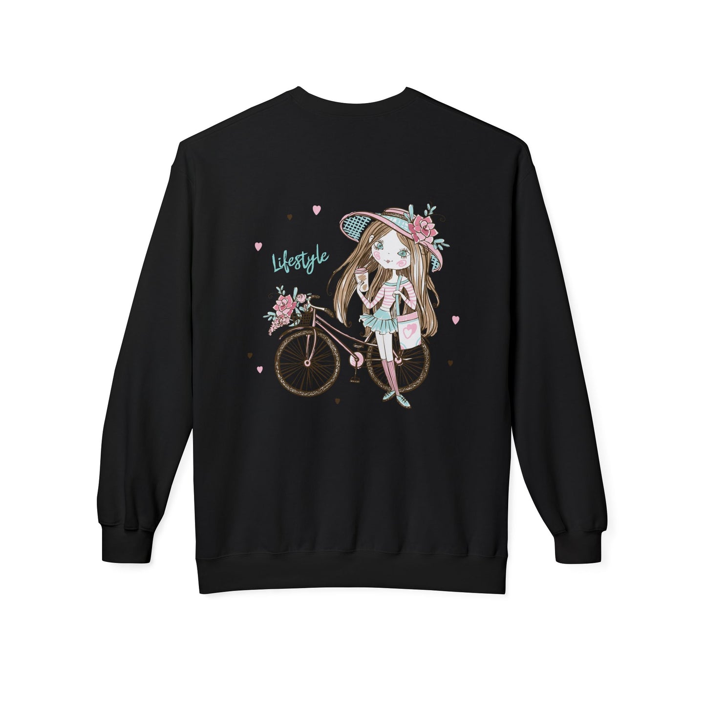Chic Fleece Sweatshirt with Whimsical Bicycle Design - Perfect for Cozy Days, Gift for Cyclists, Cute Outfit for Spring, Birthday