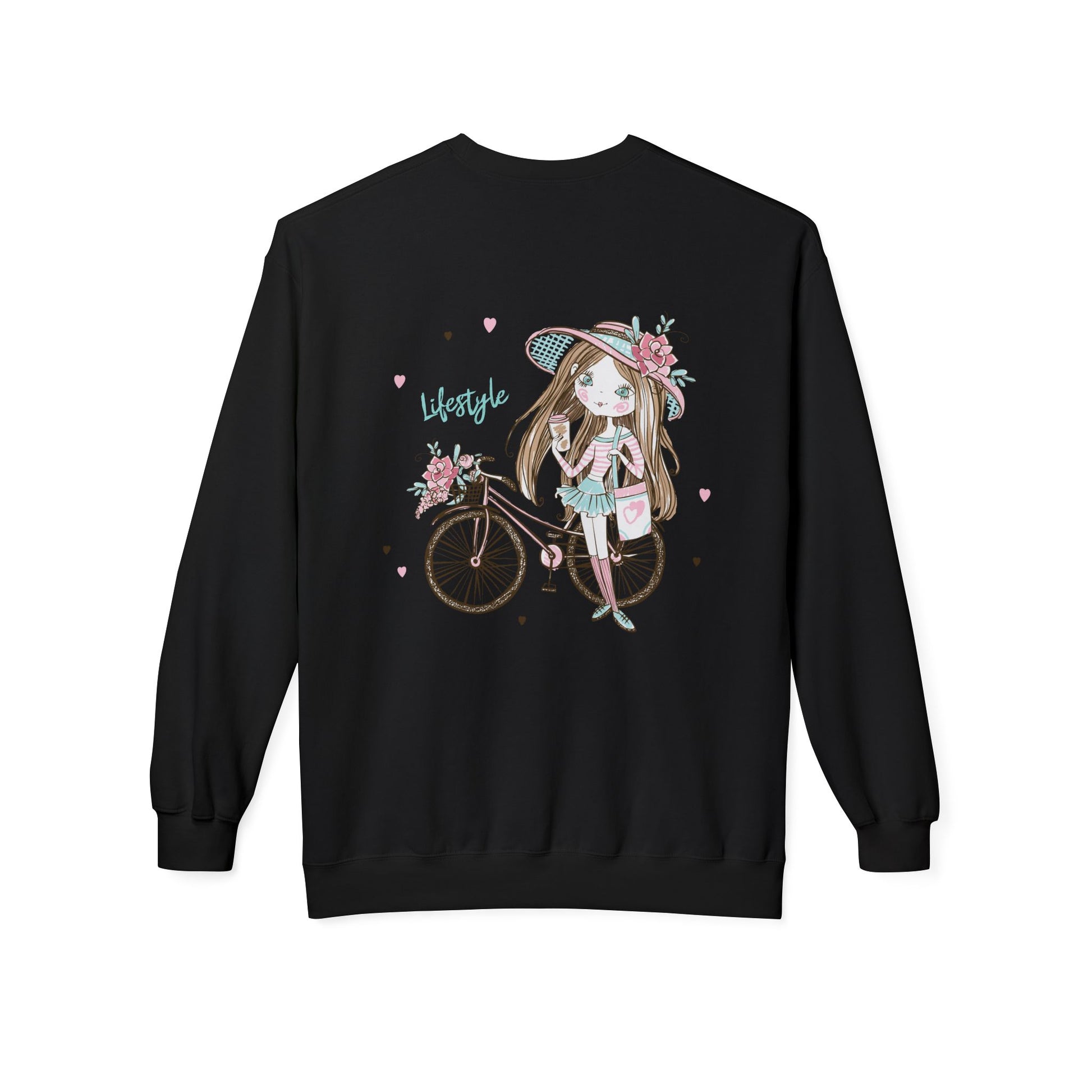 Chic Fleece Sweatshirt with Whimsical Bicycle Design - Perfect for Cozy Days, Gift for Cyclists, Cute Outfit for Spring, Birthday
